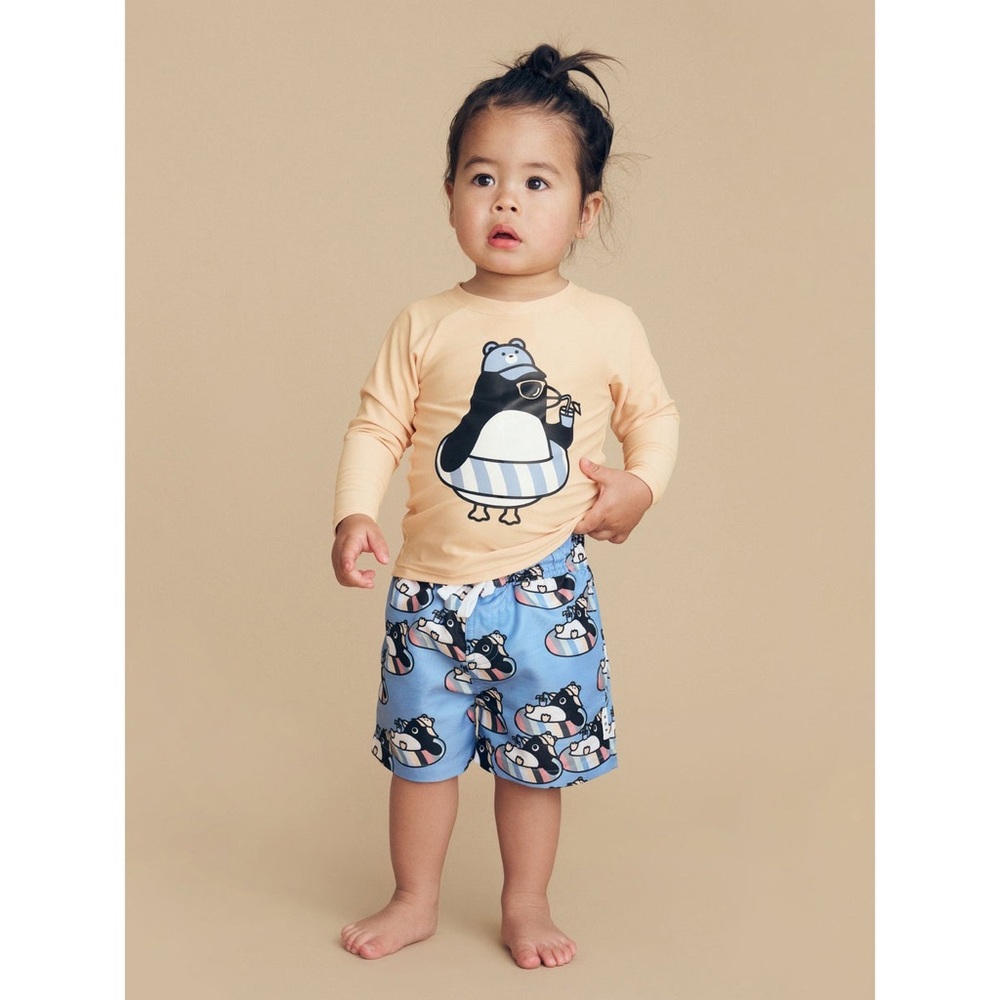 Huxbaby Percy penguin Rashguard and swim trunks bundle